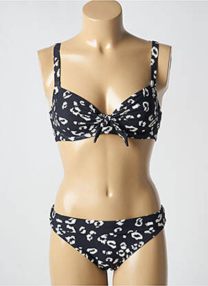 Costum de baie din două piese elasticitate sutien cupe întregi cu decolteu înalt negru LIDEA femeie