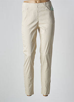 Jegging țesătură poplin talie înaltă bej ADELINA BY SCHEITER femeie