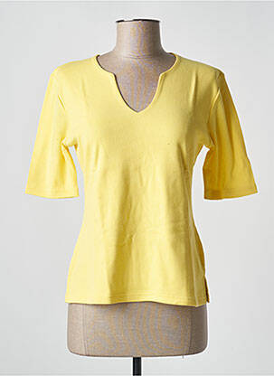 Tricou guler în v mâneci scurte galben SOIE POUR SOI femeie