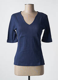 Tricou guler în v mâneci scurte albastru SOIE POUR SOI femme