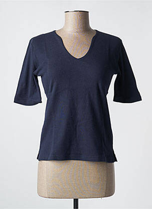 Tricou guler în v mâneci scurte albastru închis SOIE POUR SOI femeie