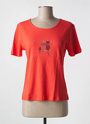 Tricou serigrafie cu strasuri mâneci scurte roșu SOIE POUR SOI femeie