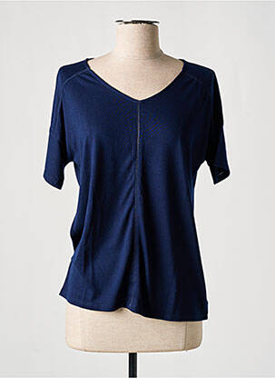 Tricou guler în v mâneci scurte albastru SOIE POUR SOI femeie