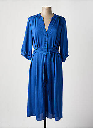 Rochie lungă croială fluidă mâneci 3/4 albastru GERARD DAREL femeie