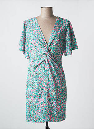 Rochie midi imprimeu floral mâneci scurte verde GRACIELA femeie