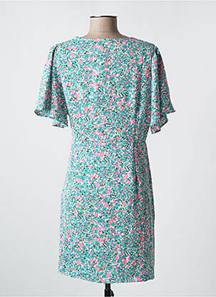 Rochie midi imprimeu floral mâneci scurte verde GRACIELA femeie