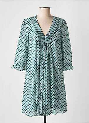 Rochie scurtă croială fluidă mâneci 3/4 verde FREEMAN T.PORTER femeie