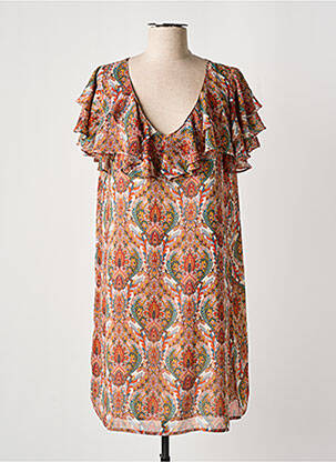 Rochie scurtă croială fluidă mâneci scurte portocalie MOLLY BRACKEN femeie