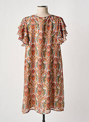 Rochie scurtă croială fluidă mâneci scurte portocalie MOLLY BRACKEN femeie