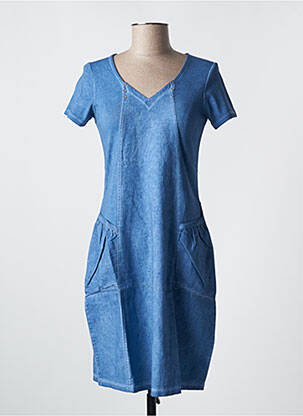 Rochie midi mâneci scurte mâneci scurte albastru KALISSON femeie