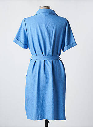 Rochie midi țesătură crep mâneci scurte albastru HALOGENE femeie