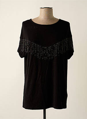 Tricou croială dreaptă mâneci scurte negru FRACOMINA femeie