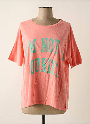 Tricou serigrafie mâneci scurte roz ONE TEE femeie