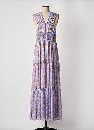 Rochie lungă imprimeu floral fără mâneci violet RELISH femeie