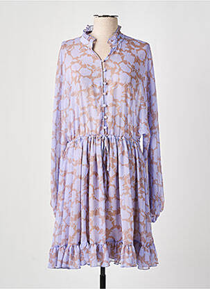 Rochie midi imprimeu floral mâneci lungi violet RELISH femeie