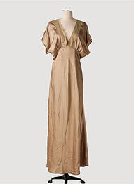 Rochie lungă mâneci scurte mâneci scurte maro RELISH femme