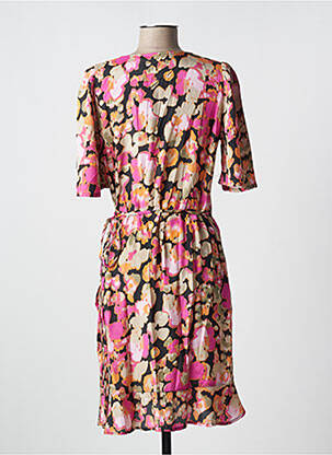 Rochie midi imprimeu fantezie mâneci scurte negru KAFFE femeie