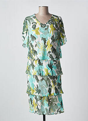 Rochie midi imprimeu floral mâneci scurte verde FRANK WALDER femeie