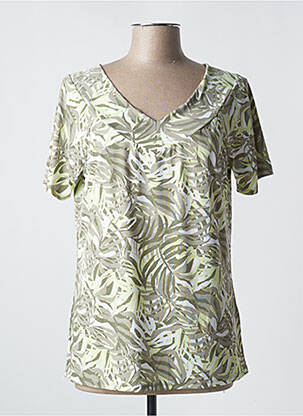 Tricou guler în v mâneci scurte verde MARBLE femeie