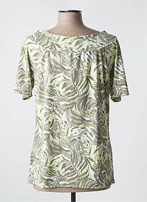 Tricou guler în v mâneci scurte verde MARBLE femeie