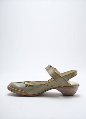 Sandale/pantofi decupați țesătură satinată toc de 4 la 6 cm verde SWEET femeie