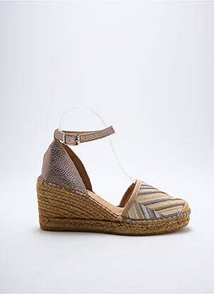 Espadrile vârf rotund toc de 4 la 6 cm maro REBELLES femeie