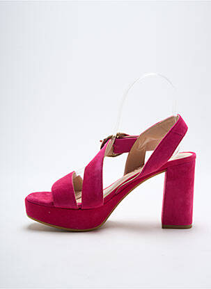 Sandale/pantofi decupați semi compensat toc de 7 la 9 cm roz LODI LOVE femeie
