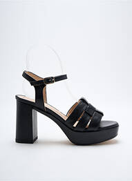 Sandale/pantofi decupați material neted toc de 7 la 9 cm negru LODI LOVE femme