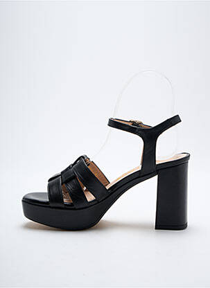 Sandale/pantofi decupați țesătură satinată toc de 7 la 9 cm negru LODI LOVE femeie