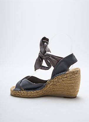 Espadrile țesătură satinată toc de 7 la 9 cm gri PARE GABIA femeie