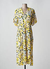 Rochie midi imprimeu floral mâneci scurte galben MD'M femme