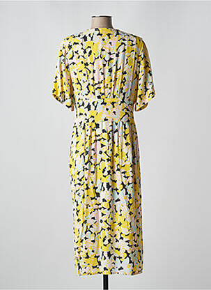 Rochie midi imprimeu floral mâneci scurte galben MD'M femeie