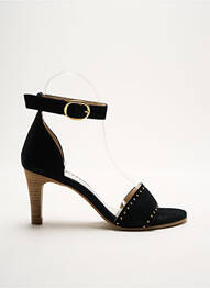 Sandale/pantofi decupați țesătură satinată toc de 4 la 6 cm negru MYMA femme