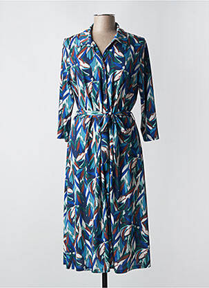 Rochie midi imprimeu fantezie mâneci lungi albastru DIANE LAURY femeie