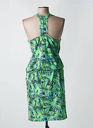 Rochie midi guler rotund bretele subțiri verde HBT femeie