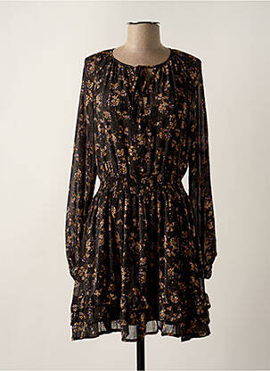 Rochie midi imprimeu floral mâneci lungi negru PEACE N'LOVE femeie