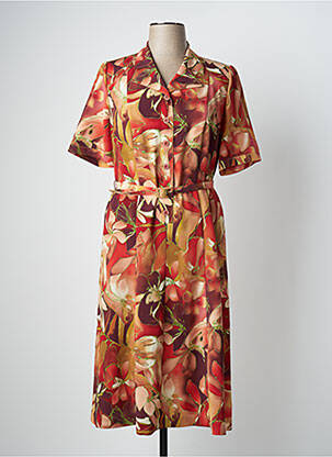 Rochie midi imprimeu floral mâneci scurte portocalie FRANCOISE DE FRANCE femeie