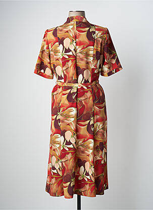 Rochie midi imprimeu floral mâneci scurte portocalie FRANCOISE DE FRANCE femeie
