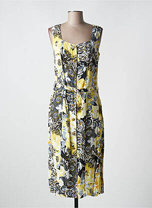 Rochie midi imprimeu floral fără mâneci galben GUY DUBOUIS femeie