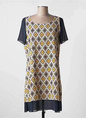 Rochie scurtă croială fluidă mâneci scurte albastru QUATRE VINGT JOURS femeie