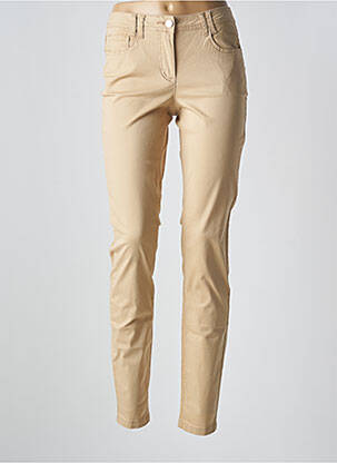 Pantalon slim țesătură poplin mărime normală bej BRANDTEX femeie
