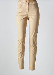 Pantalon slim țesătură poplin mărime normală bej BRANDTEX femme