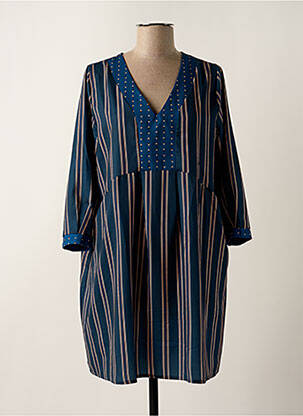 Rochie scurtă mâneci 3/4 mâneci 3/4 albastru PAKO LITTO femeie