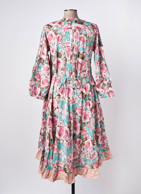 Rochie midi imprimeu fantezie mâneci lungi roz RHUM RAISIN femme