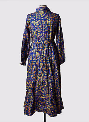 Rochie lungă imprimeu fantezie mâneci lungi albastru RHUM RAISIN femeie