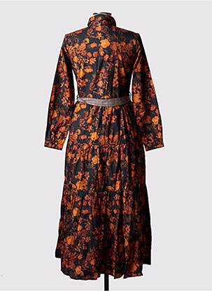 Rochie lungă imprimeu fantezie mâneci lungi negru RHUM RAISIN femeie