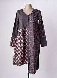 Rochie midi imprimeu fantezie mâneci lungi gri RHUM RAISIN femme