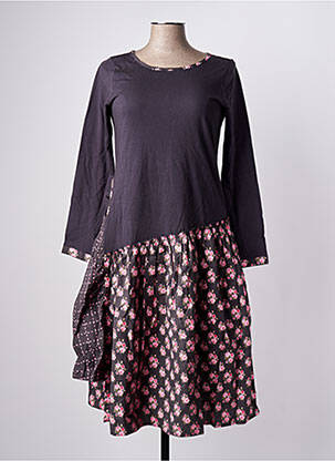 Rochie midi imprimeu fantezie mâneci lungi gri RHUM RAISIN femeie