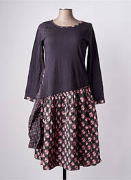 Rochie midi imprimeu fantezie mâneci lungi gri RHUM RAISIN femme