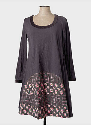 Rochie midi imprimeu fantezie mâneci lungi gri RHUM RAISIN femeie